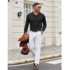 imageCOOFANDY Men Long Sleeve Polo Sweater Knitted Polo Slim Fit Waffle Collared Pullover SweaterBlack