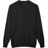 imageCOOFANDY Men Long Sleeve Polo Sweater Knitted Polo Slim Fit Waffle Collared Pullover SweaterBlack