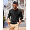 imageCOOFANDY Men Long Sleeve Polo Sweater Knitted Polo Slim Fit Waffle Collared Pullover SweaterBlack