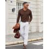 imageCOOFANDY Men Long Sleeve Polo Sweater Knitted Polo Slim Fit Waffle Collared Pullover SweaterBrown