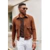 imageCOOFANDY Men Long Sleeve Polo Sweater Knitted Polo Slim Fit Waffle Collared Pullover SweaterBrown
