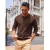 imageCOOFANDY Men Long Sleeve Polo Sweater Knitted Polo Slim Fit Waffle Collared Pullover SweaterBrown