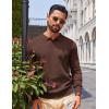 imageCOOFANDY Men Long Sleeve Polo Sweater Knitted Polo Slim Fit Waffle Collared Pullover SweaterBrown