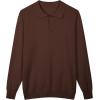 imageCOOFANDY Men Long Sleeve Polo Sweater Knitted Polo Slim Fit Waffle Collared Pullover SweaterBrown