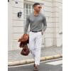 imageCOOFANDY Men Long Sleeve Polo Sweater Knitted Polo Slim Fit Waffle Collared Pullover SweaterGrey