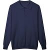 imageCOOFANDY Men Long Sleeve Polo Sweater Knitted Polo Slim Fit Waffle Collared Pullover SweaterNavy Blue