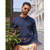 imageCOOFANDY Men Long Sleeve Polo Sweater Knitted Polo Slim Fit Waffle Collared Pullover SweaterNavy Blue
