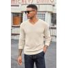 imageCOOFANDY Men V Neck Dress Sweater Knit Long Sleeve Casual Slim Fit Pullover SweaterApricot