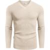 imageCOOFANDY Men V Neck Dress Sweater Knit Long Sleeve Casual Slim Fit Pullover SweaterApricot