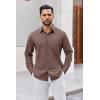 imageCOOFANDY Mens Button Down Shirt Casual Untucked Shirts Long Sleeve Dress Shirt with PocketBrown