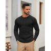imageCOOFANDY Mens Cable Knit Sweater Casual Long Leeve Crewneck Pullover Sweaters Twist Textured Fisherman SweaterBlack