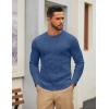 imageCOOFANDY Mens Cable Knit Sweater Casual Long Leeve Crewneck Pullover Sweaters Twist Textured Fisherman SweaterBlue