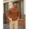 imageCOOFANDY Mens Cable Knit Sweater Casual Long Leeve Crewneck Pullover Sweaters Twist Textured Fisherman SweaterBrown