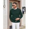 imageCOOFANDY Mens Cable Knit Sweater Casual Long Leeve Crewneck Pullover Sweaters Twist Textured Fisherman SweaterDark Green