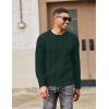 imageCOOFANDY Mens Cable Knit Sweater Casual Long Leeve Crewneck Pullover Sweaters Twist Textured Fisherman SweaterDark Green