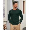 imageCOOFANDY Mens Cable Knit Sweater Casual Long Leeve Crewneck Pullover Sweaters Twist Textured Fisherman SweaterDark Green