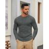 imageCOOFANDY Mens Cable Knit Sweater Casual Long Leeve Crewneck Pullover Sweaters Twist Textured Fisherman SweaterDark Grey