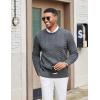 imageCOOFANDY Mens Cable Knit Sweater Casual Long Leeve Crewneck Pullover Sweaters Twist Textured Fisherman SweaterDark Grey