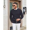 imageCOOFANDY Mens Cable Knit Sweater Casual Long Leeve Crewneck Pullover Sweaters Twist Textured Fisherman SweaterNavy Blue