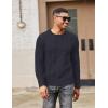 imageCOOFANDY Mens Cable Knit Sweater Casual Long Leeve Crewneck Pullover Sweaters Twist Textured Fisherman SweaterNavy Blue