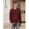 imageCOOFANDY Mens Cable Knit Sweater Casual Long Leeve Crewneck Pullover Sweaters Twist Textured Fisherman SweaterWine Red