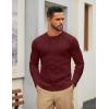imageCOOFANDY Mens Cable Knit Sweater Casual Long Leeve Crewneck Pullover Sweaters Twist Textured Fisherman SweaterWine Red