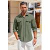 imageCOOFANDY Mens Casual Button Down Shirt Long Sleeve Untucked Shirt Stretch Denim Dress Shirt with PocketsArmy Green