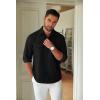 imageCOOFANDY Mens Casual Button Down Shirt Long Sleeve Untucked Shirt Stretch Denim Dress Shirt with PocketsBlack