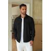imageCOOFANDY Mens Casual Button Down Shirt Long Sleeve Untucked Shirt Stretch Denim Dress Shirt with PocketsBlack