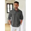 imageCOOFANDY Mens Casual Button Down Shirt Long Sleeve Untucked Shirt Stretch Denim Dress Shirt with PocketsDark Gray