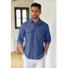 imageCOOFANDY Mens Casual Button Down Shirt Long Sleeve Untucked Shirt Stretch Denim Dress Shirt with PocketsDeep Blue