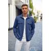 imageCOOFANDY Mens Casual Button Down Shirt Long Sleeve Untucked Shirt Stretch Denim Dress Shirt with PocketsDeep Blue
