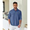 imageCOOFANDY Mens Casual Button Down Shirt Long Sleeve Untucked Shirt Stretch Denim Dress Shirt with PocketsDeep Blue