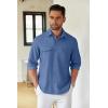 imageCOOFANDY Mens Casual Button Down Shirt Long Sleeve Untucked Shirt Stretch Denim Dress Shirt with PocketsDenim Blue