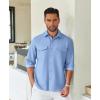 imageCOOFANDY Mens Casual Button Down Shirt Long Sleeve Untucked Shirt Stretch Denim Dress Shirt with PocketsLight Blue