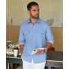imageCOOFANDY Mens Casual Button Down Shirt Long Sleeve Untucked Shirt Stretch Denim Dress Shirt with PocketsLight Blue