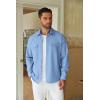 imageCOOFANDY Mens Casual Button Down Shirt Long Sleeve Untucked Shirt Stretch Denim Dress Shirt with PocketsLight Blue