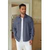 imageCOOFANDY Mens Casual Button Down Shirt Long Sleeve Untucked Shirt Stretch Denim Dress Shirt with PocketsNavy Blue