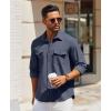imageCOOFANDY Mens Casual Button Down Shirt Long Sleeve Untucked Shirt Stretch Denim Dress Shirt with PocketsNavy Blue