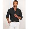imageCOOFANDY Mens Casual Button Down Shirt Untucked Long Sleeve Stretch Denim Dress ShirtBlackplaid