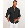 imageCOOFANDY Mens Casual Button Down Shirt Untucked Long Sleeve Stretch Denim Dress ShirtBlackplaid