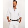 imageCOOFANDY Mens Casual Button Down Shirt Untucked Long Sleeve Stretch Denim Dress ShirtWhitered