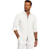 imageCOOFANDY Mens Casual Button Down Shirt Untucked Long Sleeve Stretch Denim Dress ShirtWhitered