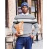 imageCOOFANDY Mens Crew Neck Sweaters Long Sleeve Lightweight Knit Dress Pullover SweatersStripeslight Gray