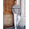 imageCOOFANDY Mens Crew Neck Sweaters Long Sleeve Lightweight Knit Dress Pullover SweatersStripeslight Gray