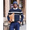 imageCOOFANDY Mens Crew Neck Sweaters Long Sleeve Lightweight Knit Dress Pullover SweatersStripesnavy Blue