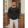 imageCOOFANDY Mens Crewneck Sweater Slim Fit Lightweight Knit Pullover Casual Dress Crew Neck Pullover SweatersBlack