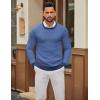 imageCOOFANDY Mens Crewneck Sweater Slim Fit Lightweight Knit Pullover Casual Dress Crew Neck Pullover SweatersDenim Blue  Navy Blue Edge