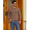 imageCOOFANDY Mens Crewneck Sweater Slim Fit Lightweight Knit Pullover Casual Dress Crew Neck Pullover SweatersLight Brown  Dark Brown Edge