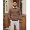 imageCOOFANDY Mens Crewneck Sweater Slim Fit Lightweight Knit Pullover Casual Dress Crew Neck Pullover SweatersLight Brown  Dark Brown Edge
